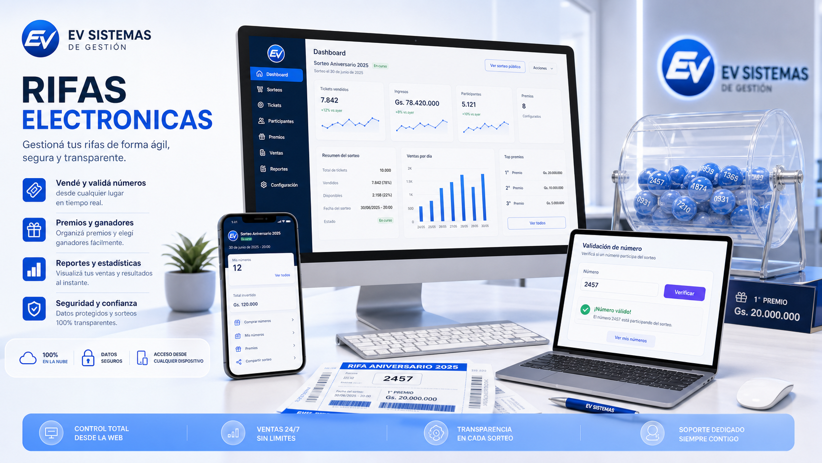 Sistema de rifas electronicas con validacion de tickets y control de premios